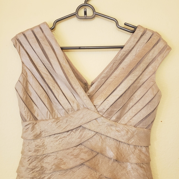 Adrianna Papell Champagne Ruffled Dress sz 4P - Picture 2 of 8